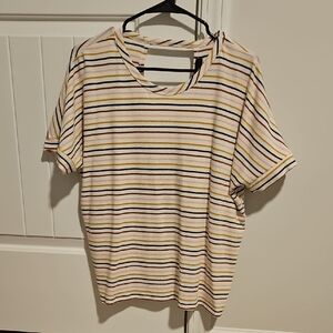 Lulu's Multicolor Striped Open Back Short Sleeve Tee